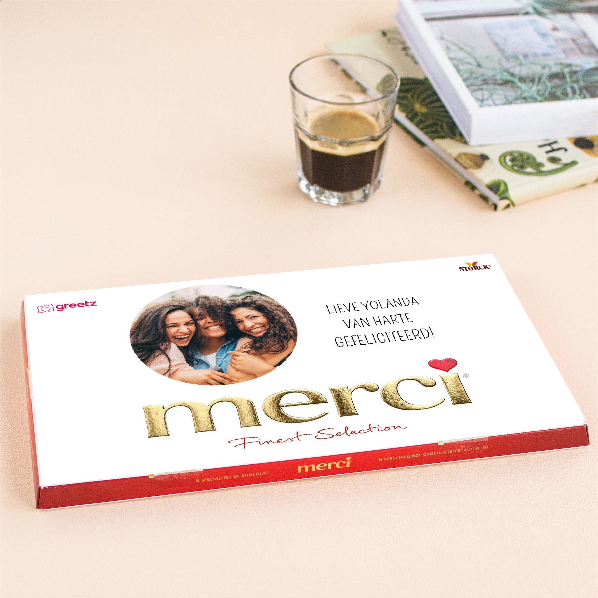 Merci | Gefeliciteerd met eigen foto en naam | 400g | Personalised Chocolate