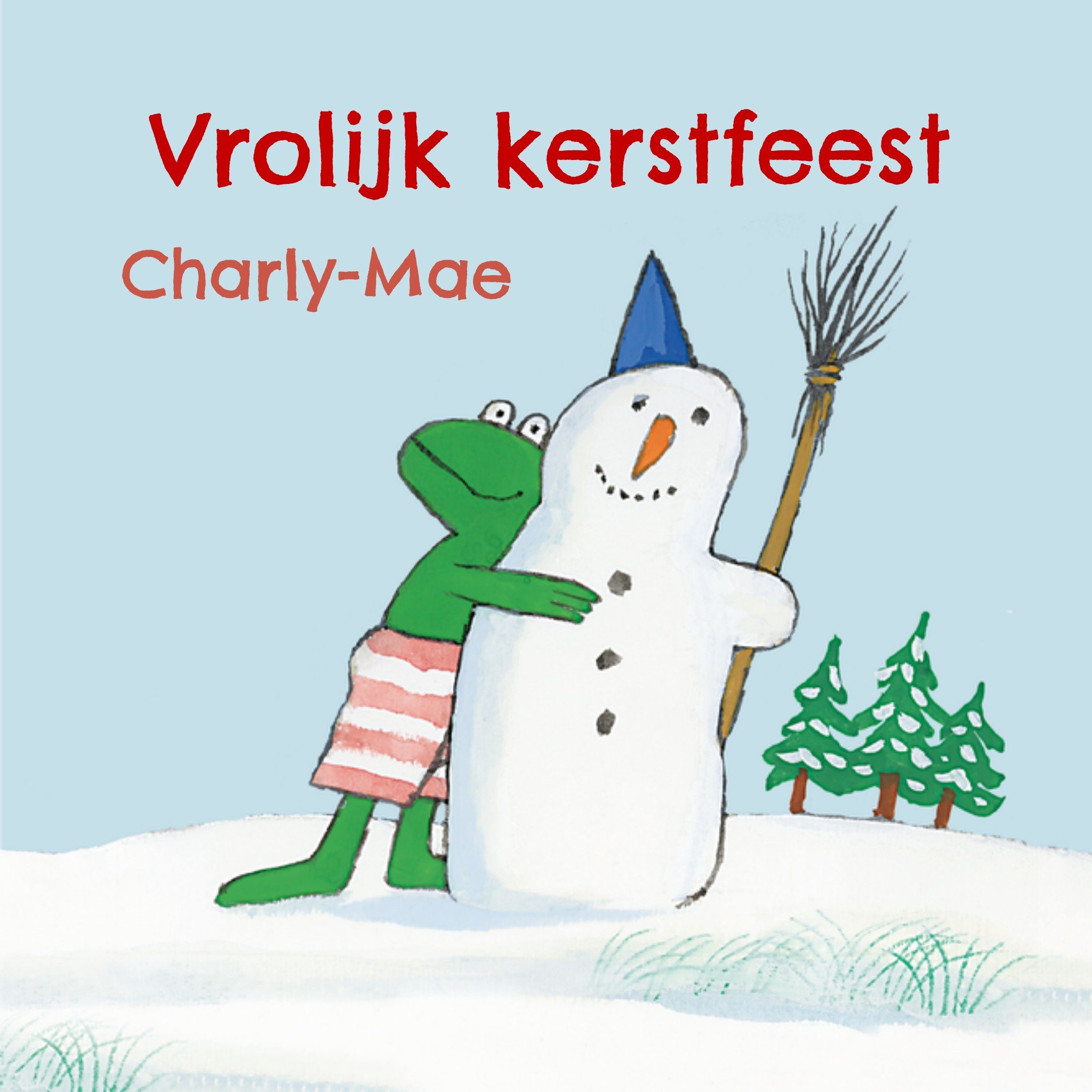 Kerstkaart Sneeuwman Aanpasbare naam Kikker