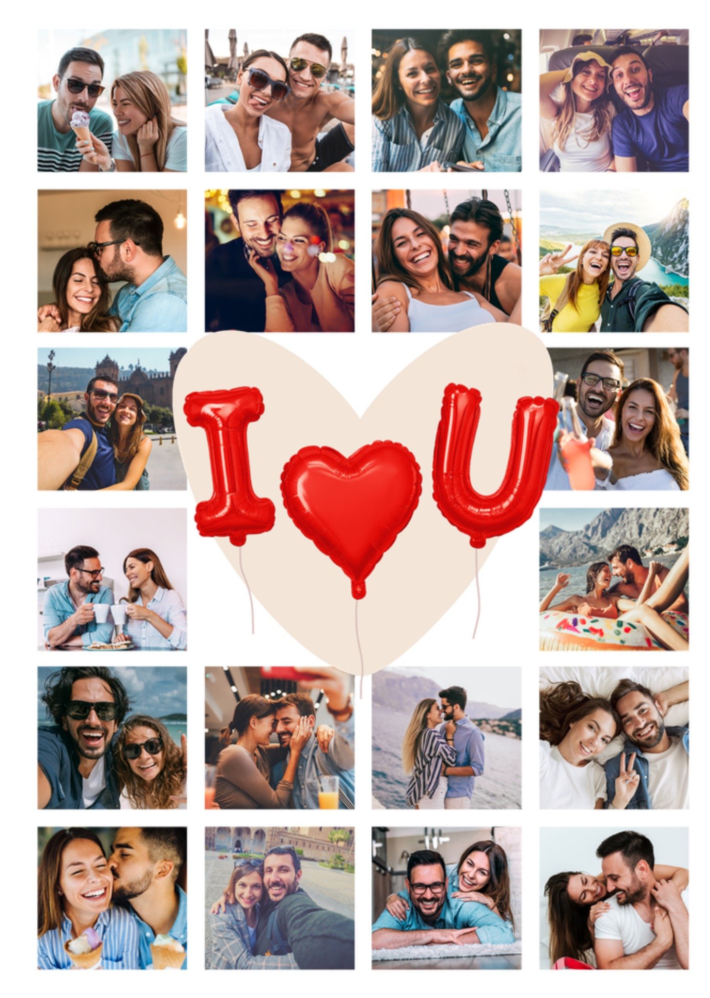 Valentijnskaart I hart U ballonnen Foto collage Kaart Greetz