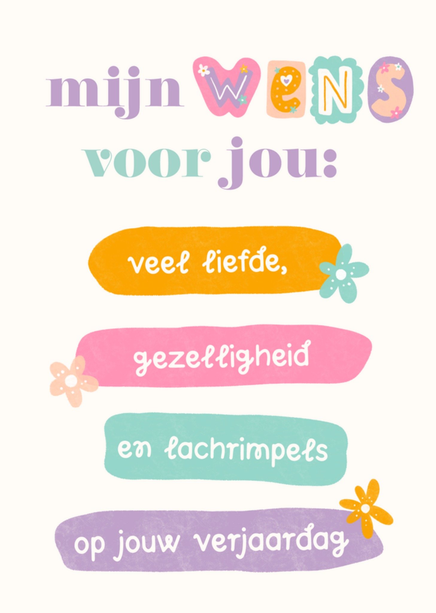 Verjaardagskaart Veel liefde gezelligheid en lachrimpels op jouw verjaardag Greetz