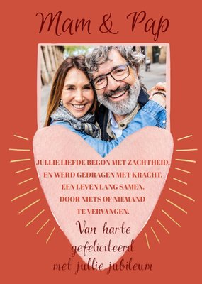 Jullie Liefde Begon Met Zachtheid Hart Foto Upload Mam En Pap Jubileum Kaart