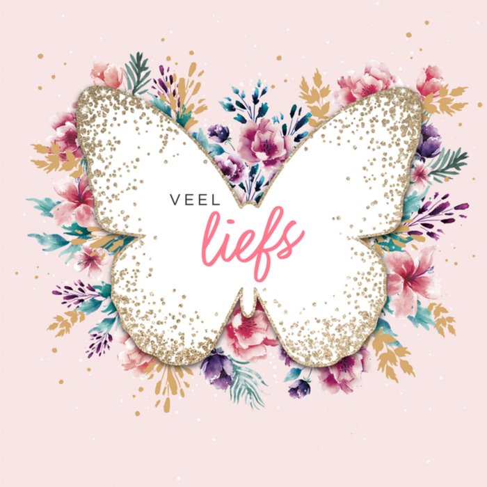 UK Greetings | Veel liefs | Vlinder & bloemen