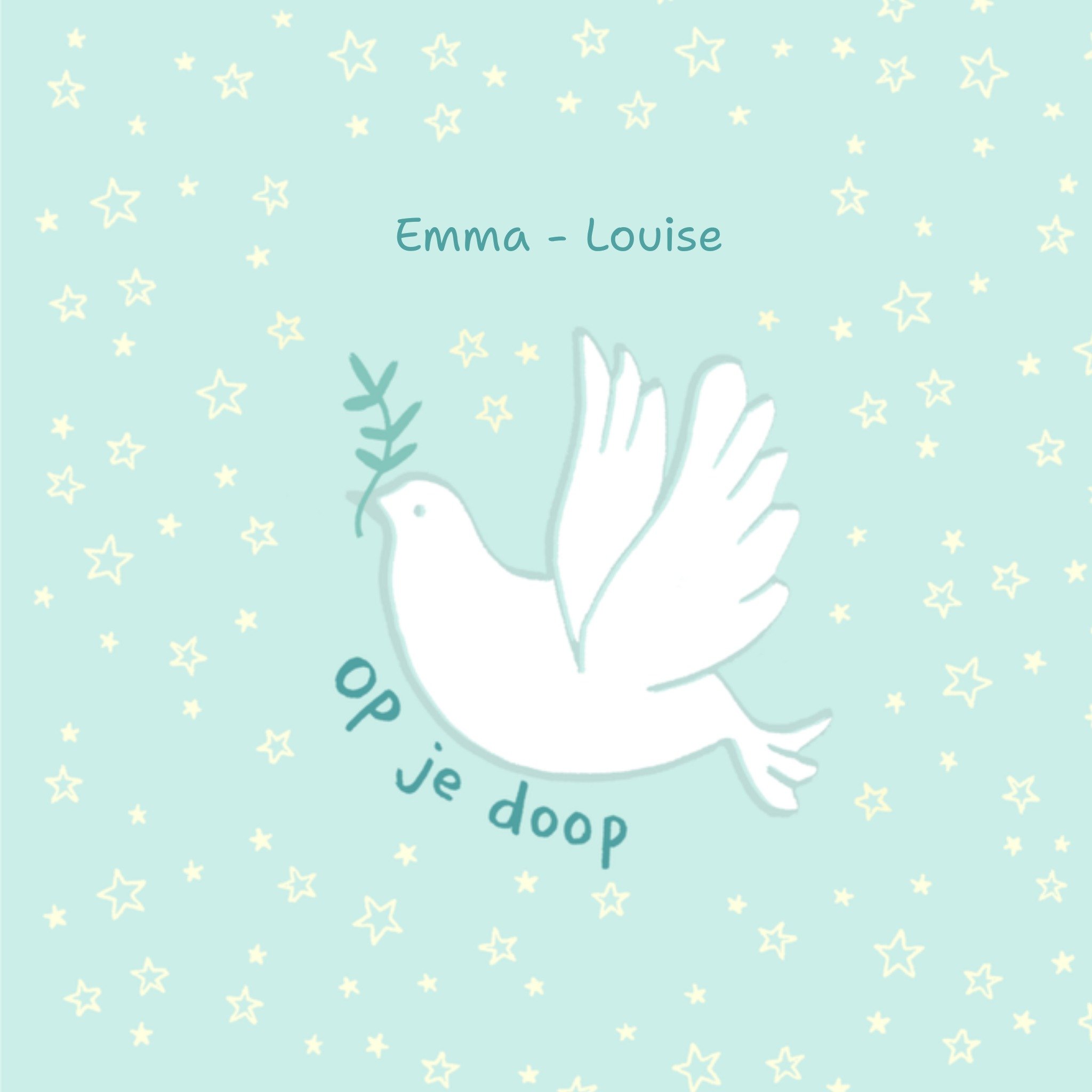 Stella Isaac Doopkaart met naam Vierkante Kaart Stella Isaac Illustrations