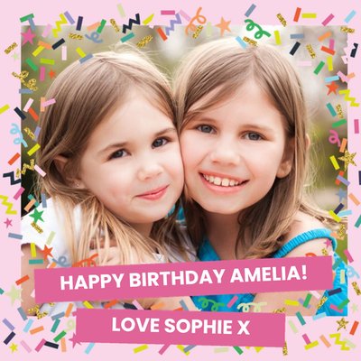 Greetz | Verjaardagskaart | Happy Birthday confetti | Aanpasbare foto enn tekst