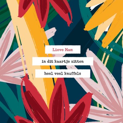 In Dit Kaartje Zitten Heel Veel Knuffels Bladeren Illustratie Voor Mam Kaart