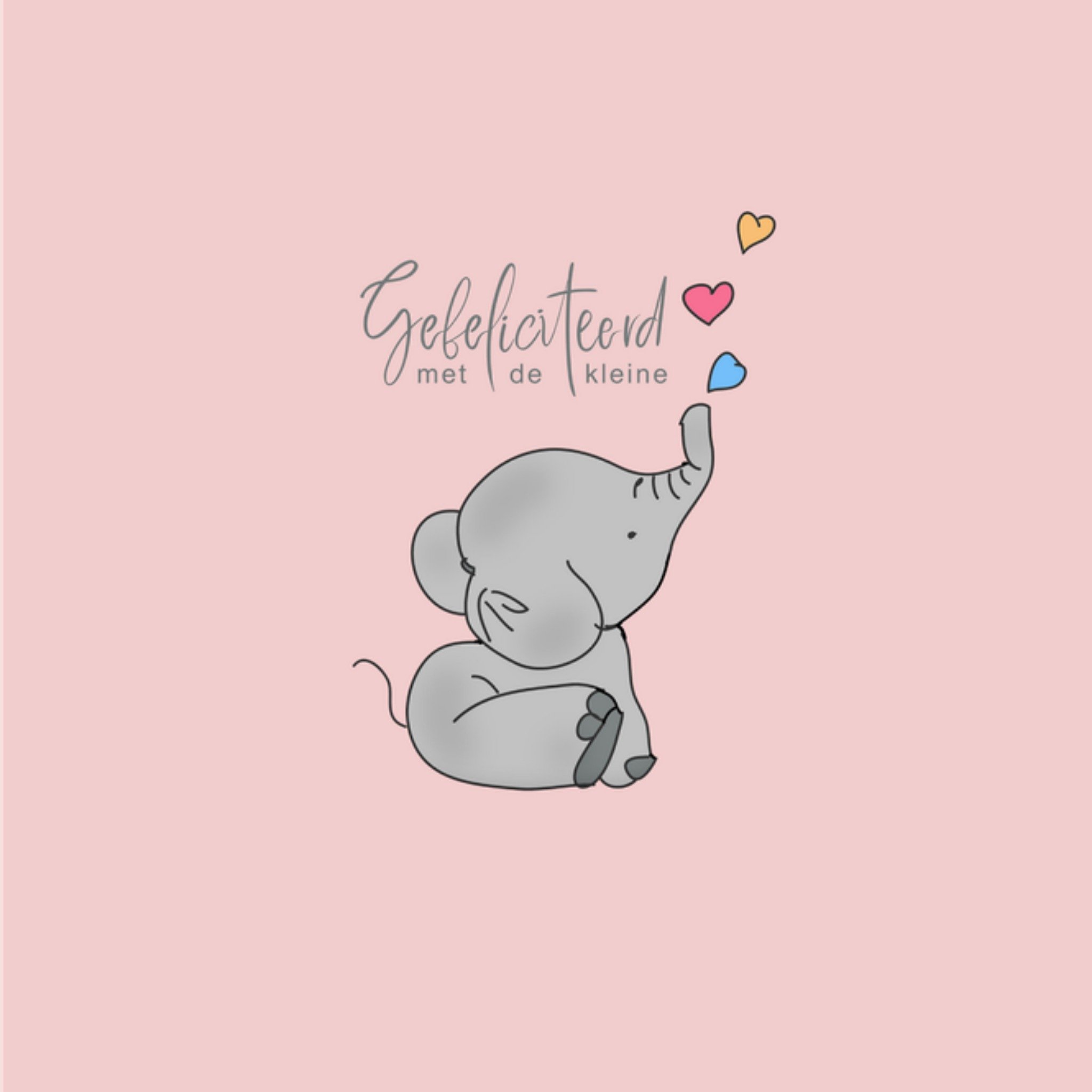 Geboortekaart olifantje Vierkante Kaart Studio Marloes