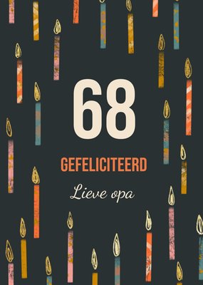 Kaarsen Patroon Typografisch Opa 68e Verjaardag Kaart