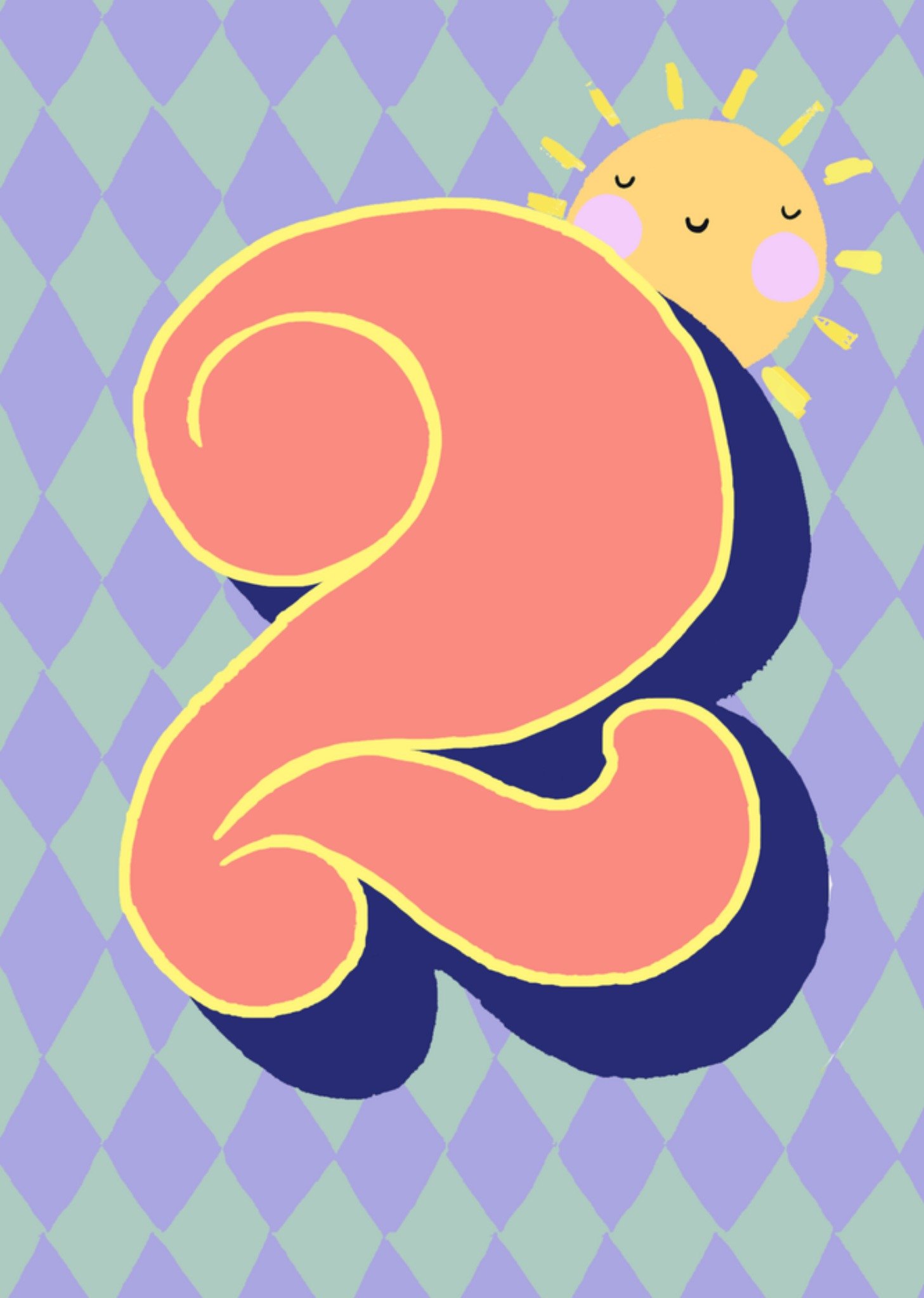 Verjaardagskaart 2e verjaardag Happy Sun-karakterillustratie Kaart Eleanor Bowmer