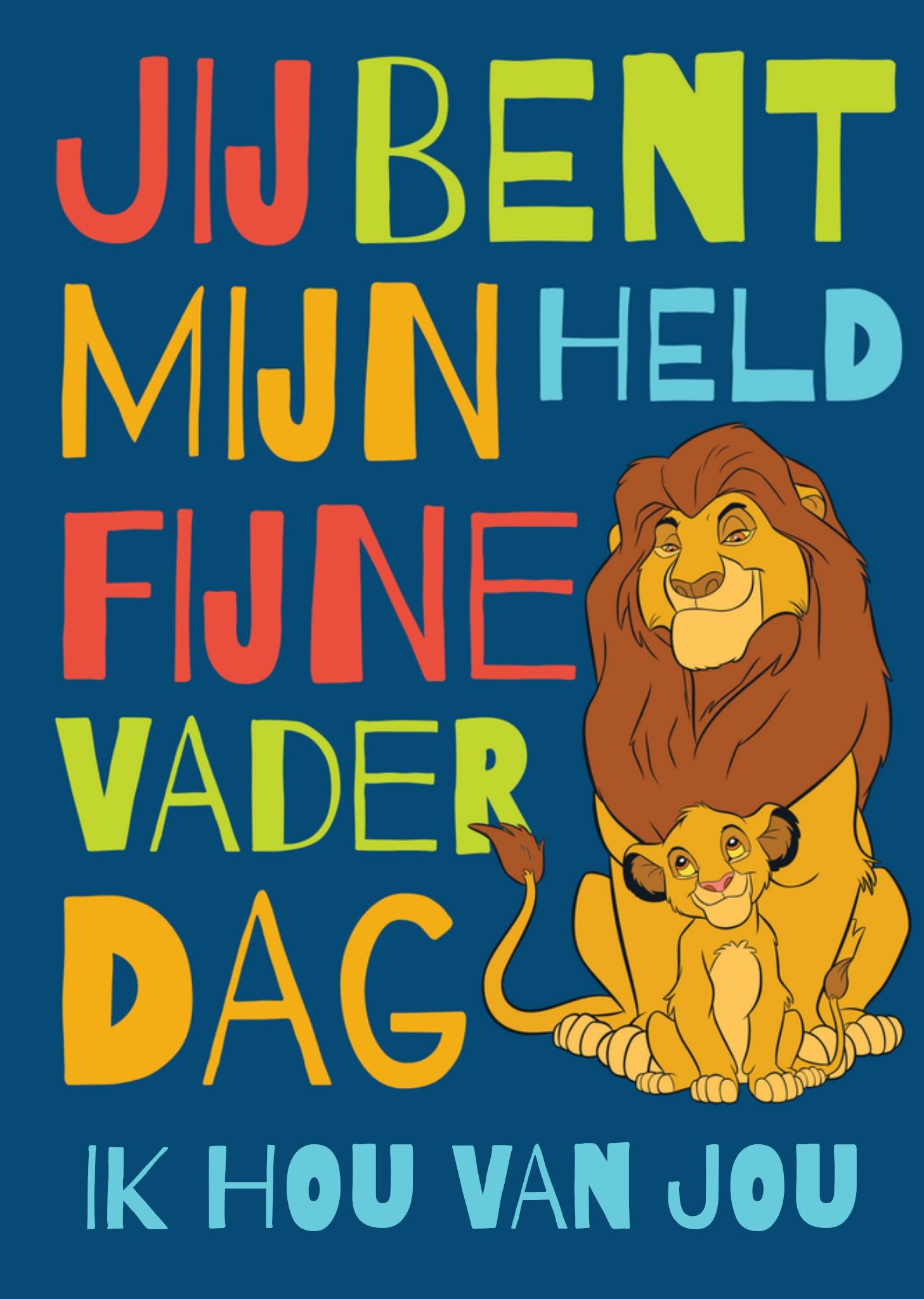 Vaderdagkaart Lion King Jij bent mijn held Aanpasbare tekst Kaart Disney