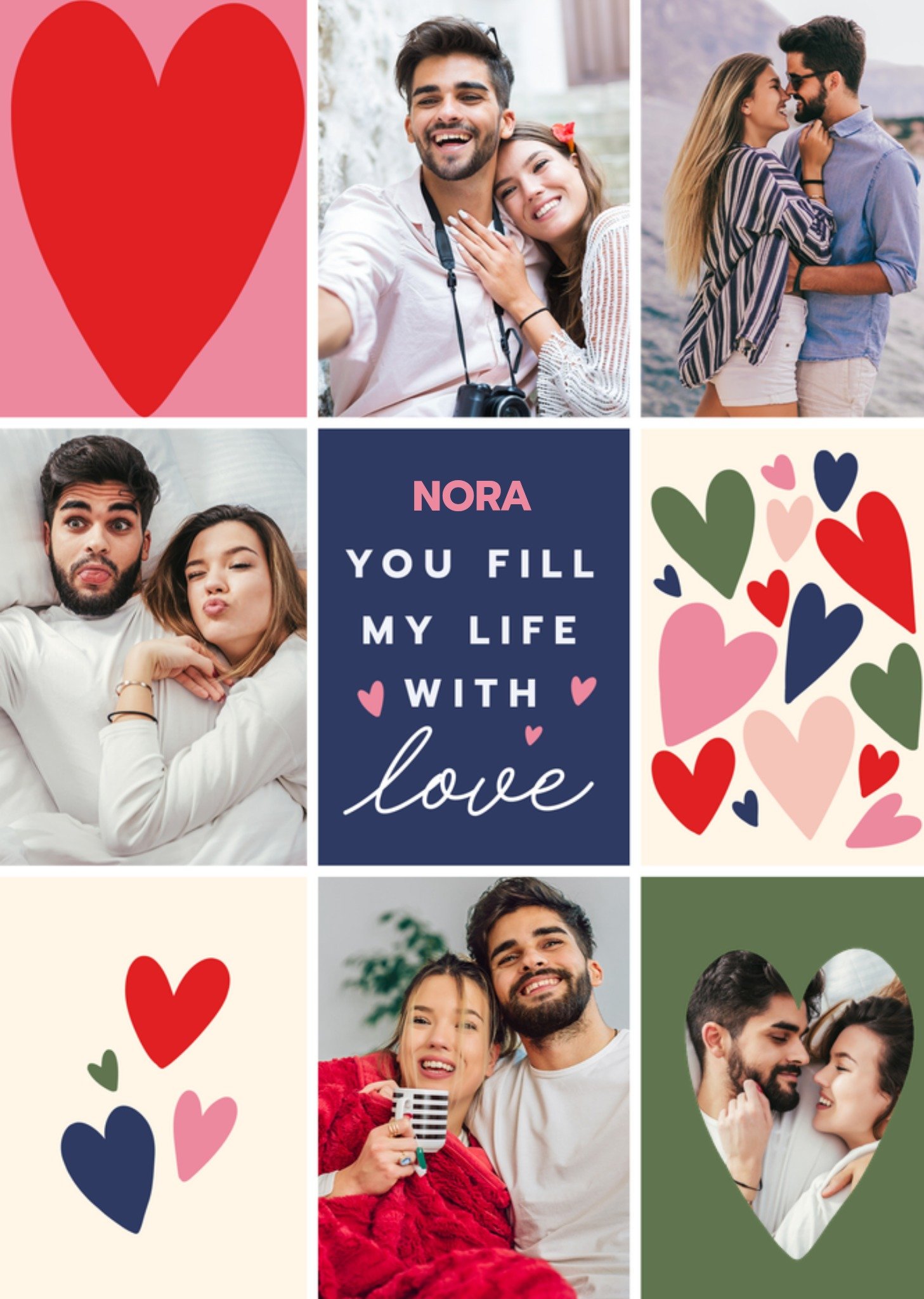 Valentijnskaart You fill my life with love Aanpasbare Foto Enn Tekst Kaart Greetz