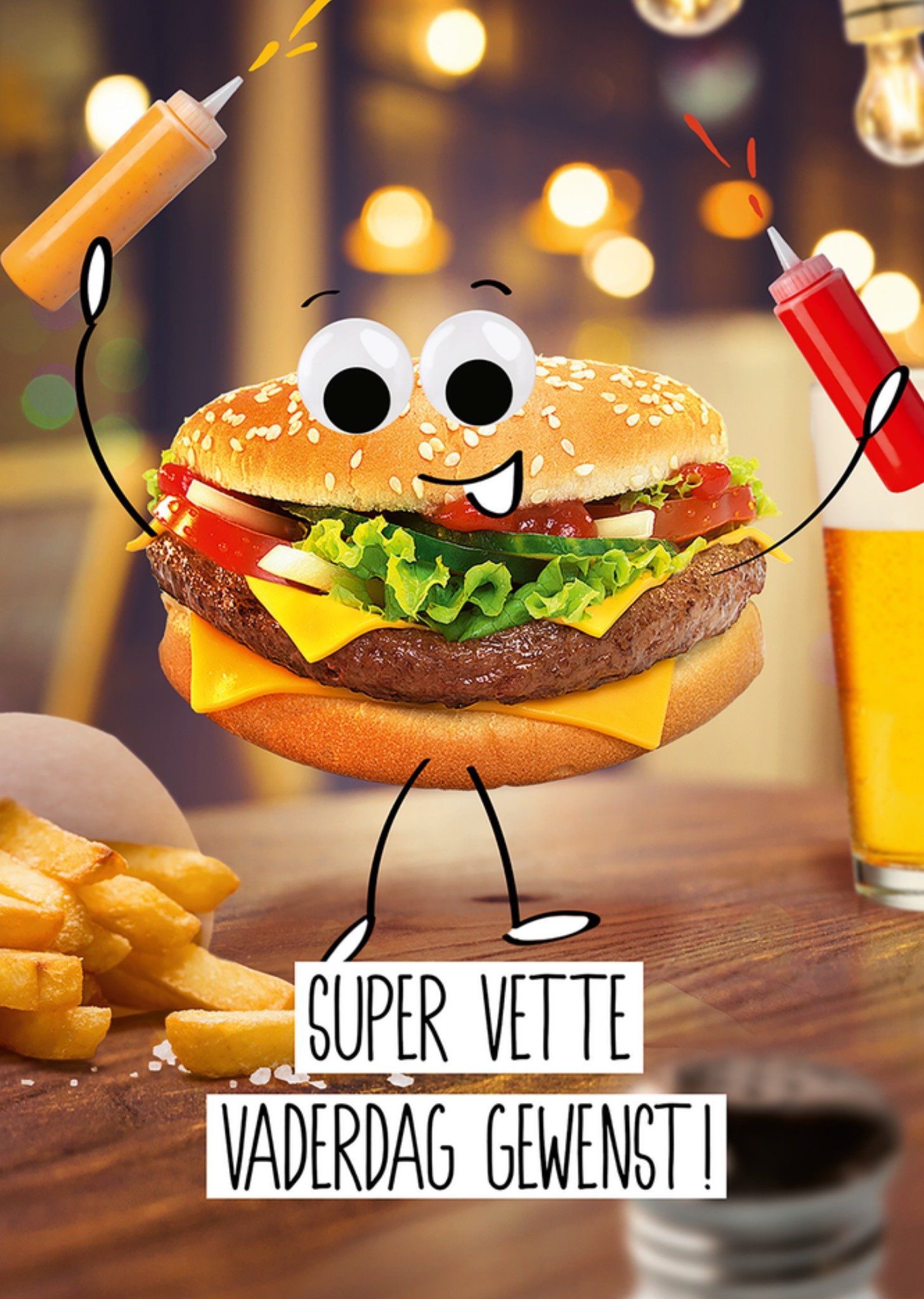 Vaderdagkaart Super vette Vaderdag gewenst KaartPaperclip