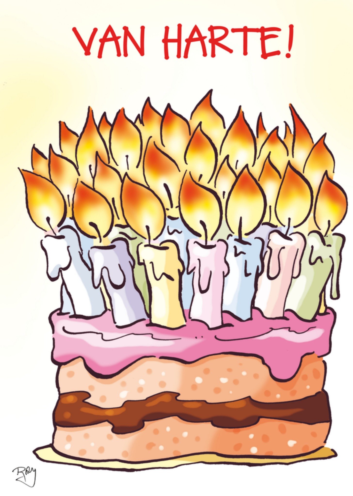 Verjaardagskaart taart Doodles