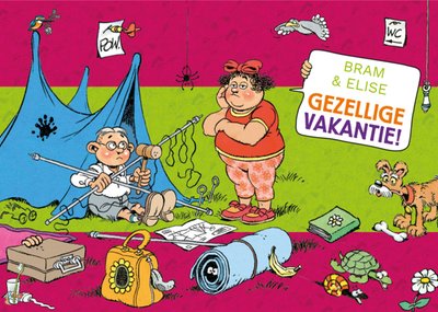 Grappig Geïllustreerd Camping Vakantie Kaart