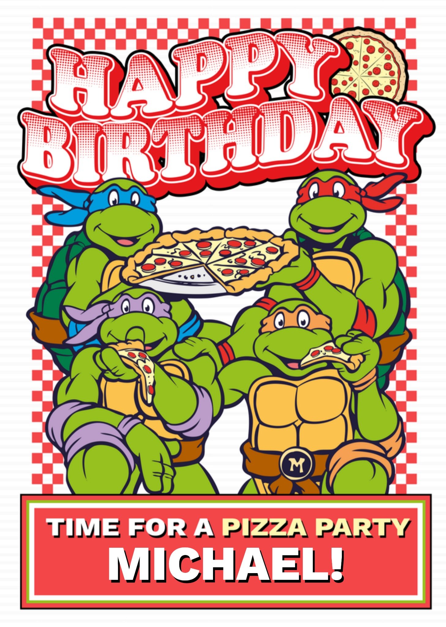 Verjaardagskaart Pizza Party Kaart Teenage Mutant Ninja Turtles