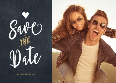 Krijtbord Foto Upload Save The Date Kaart