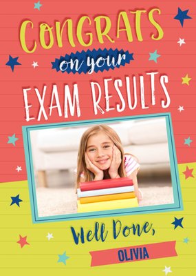 Gefeliciteerd Met Je Examenuitslag Sterren Typografisch Foto Upload Kaart
