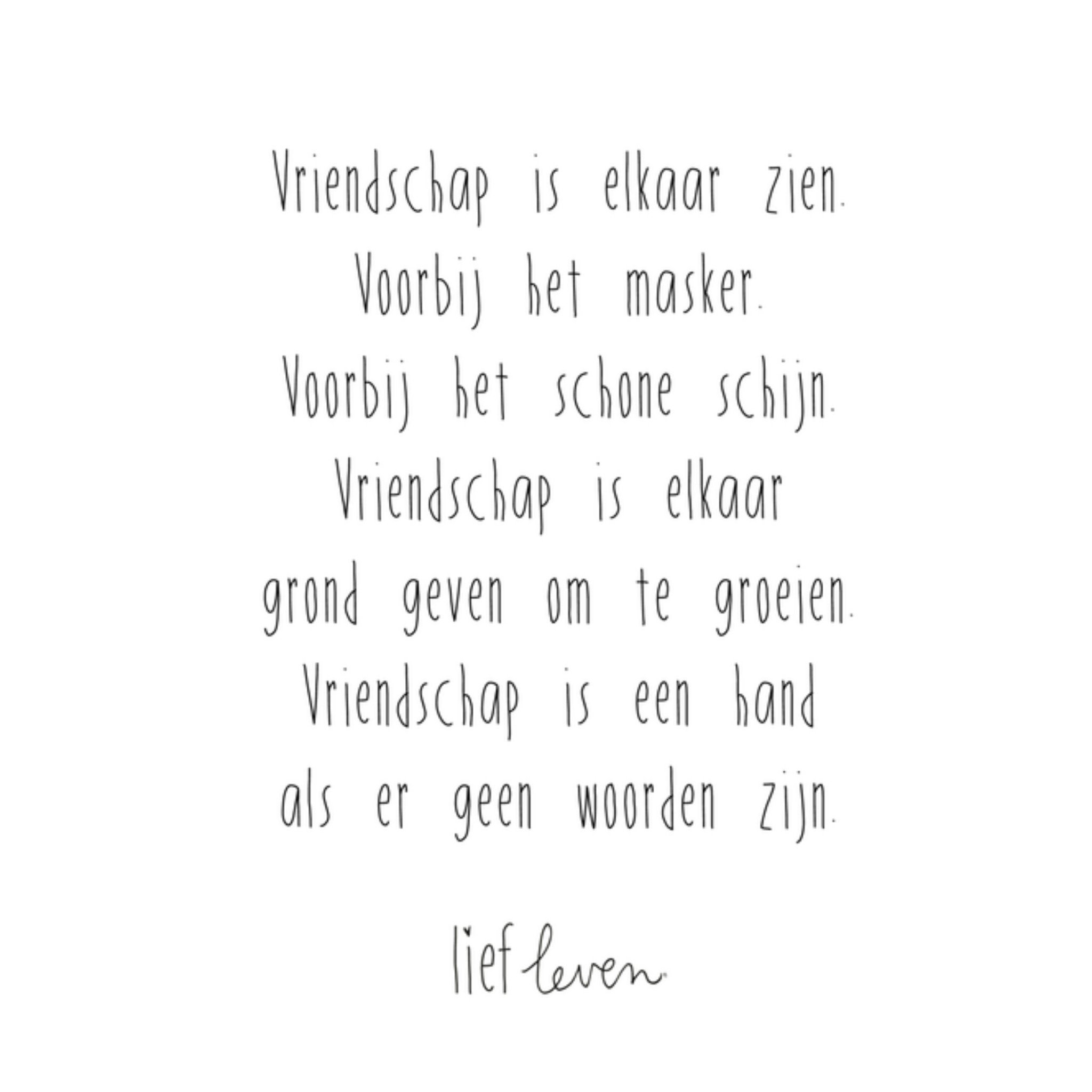 Vriendschapskaart quote Vierkante Kaart Lief Leven