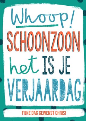 Polka Dot Typografisch Schoonzoon Verjaardag Kaart