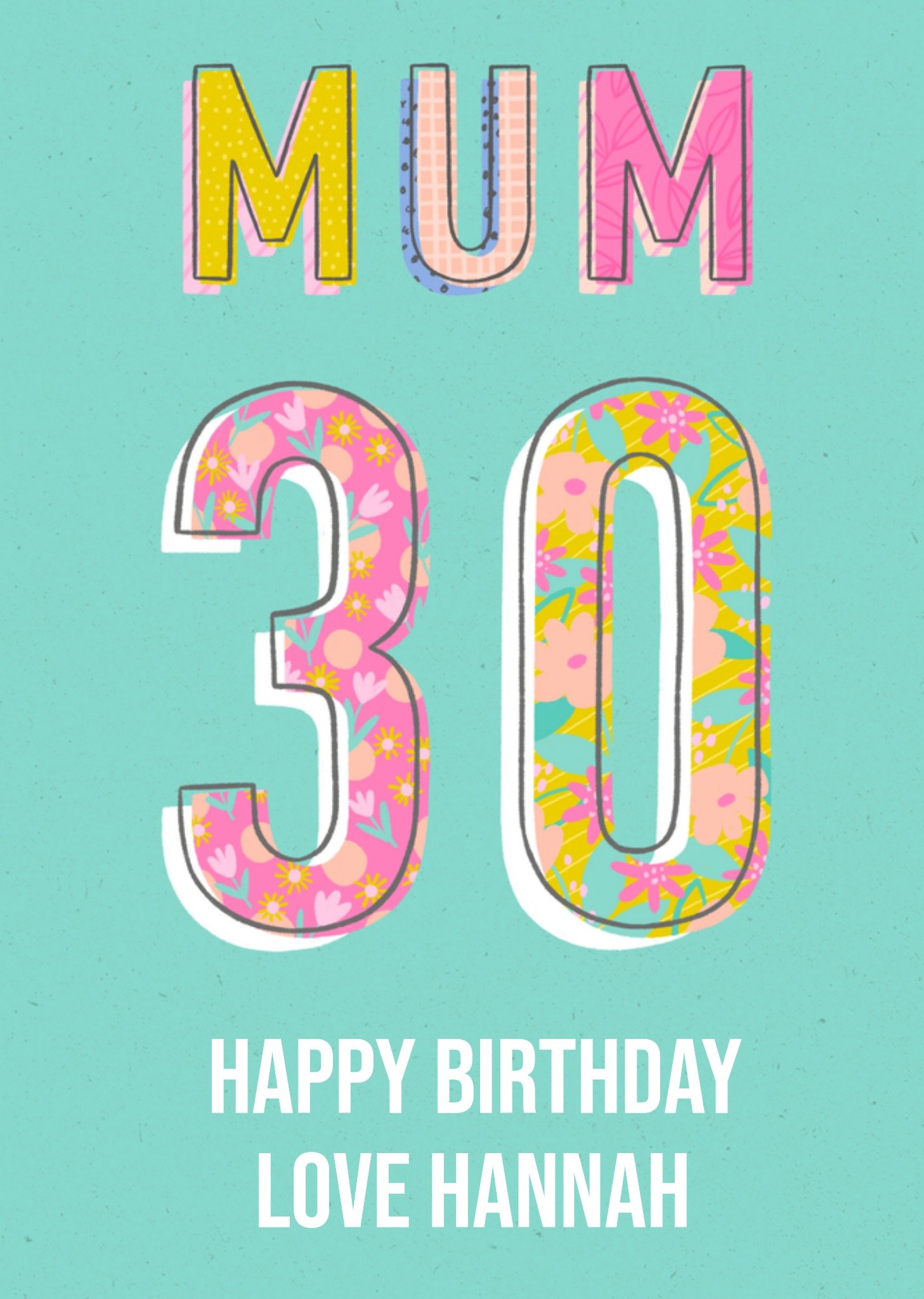 Greetz Verjaardagskaart Mum 30 Standard Card