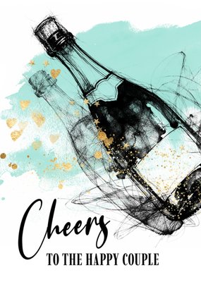Luxe Champagne Met Goudaccenten Huwelijkskaart