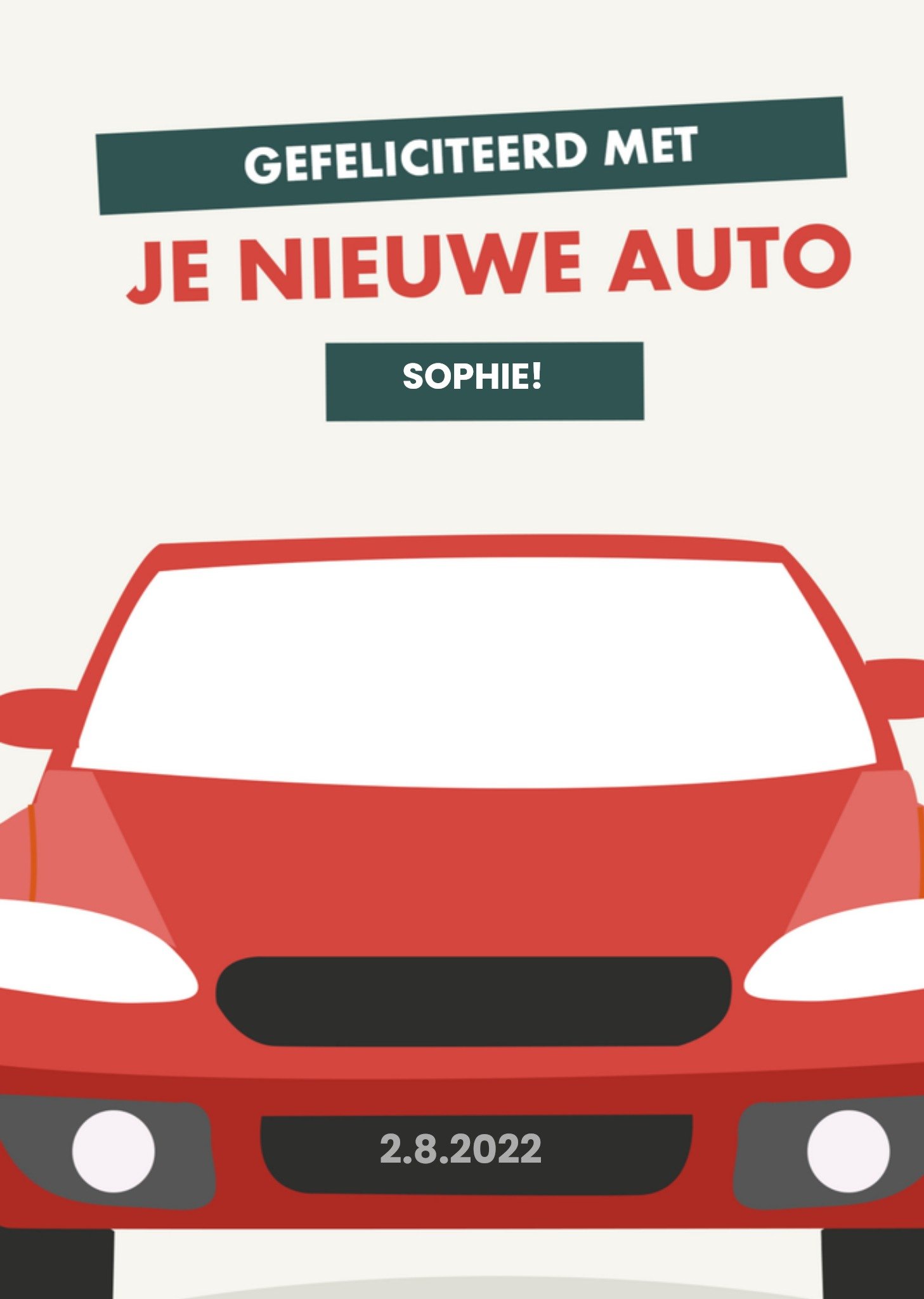 Felicitatiekaart met naam auto Greetz