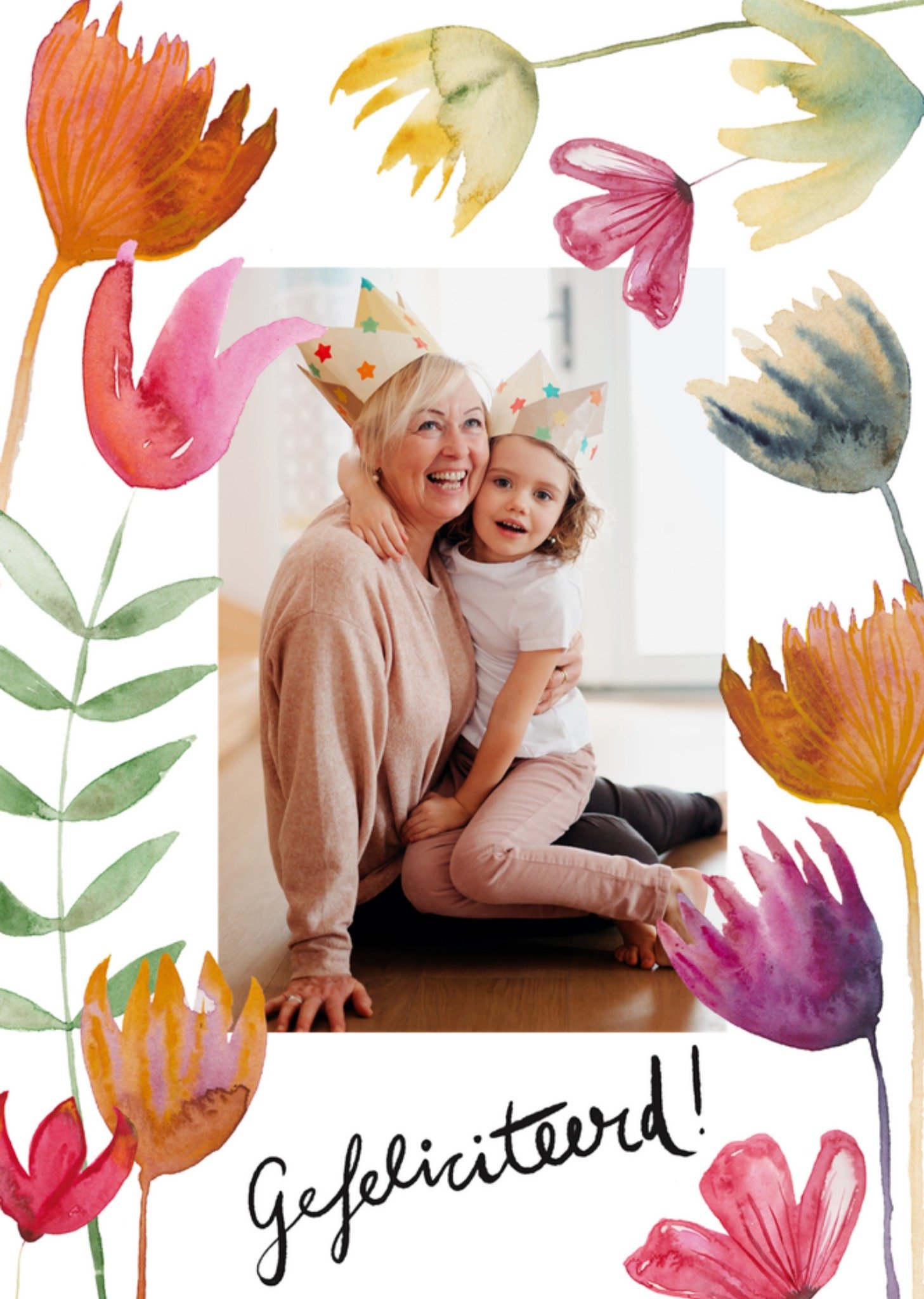 Marie Bodie Verjaardagskaart Gefeliciteerd Bloemen Aanpasbare foto Kaart Marie Bodié