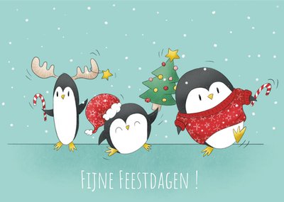 Studio Fred Illustraties | Kerstkaart | Pinguins | Fijne feestdagen