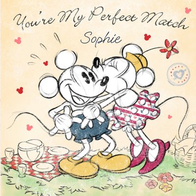 Disney Mickey En Minnie Mouse You're My Perfect Match Liefde Kaart