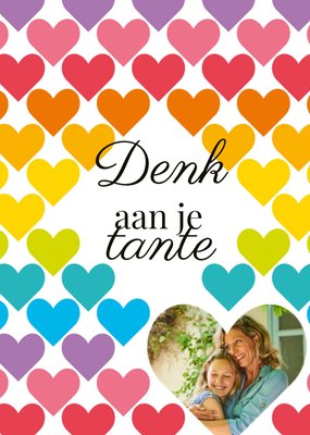 Denk Aan Je Tante Kleurrijk Hartenpatroon Foto Upload Kaart
