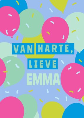 Ballonnen Typografisch Van Harte Kaart