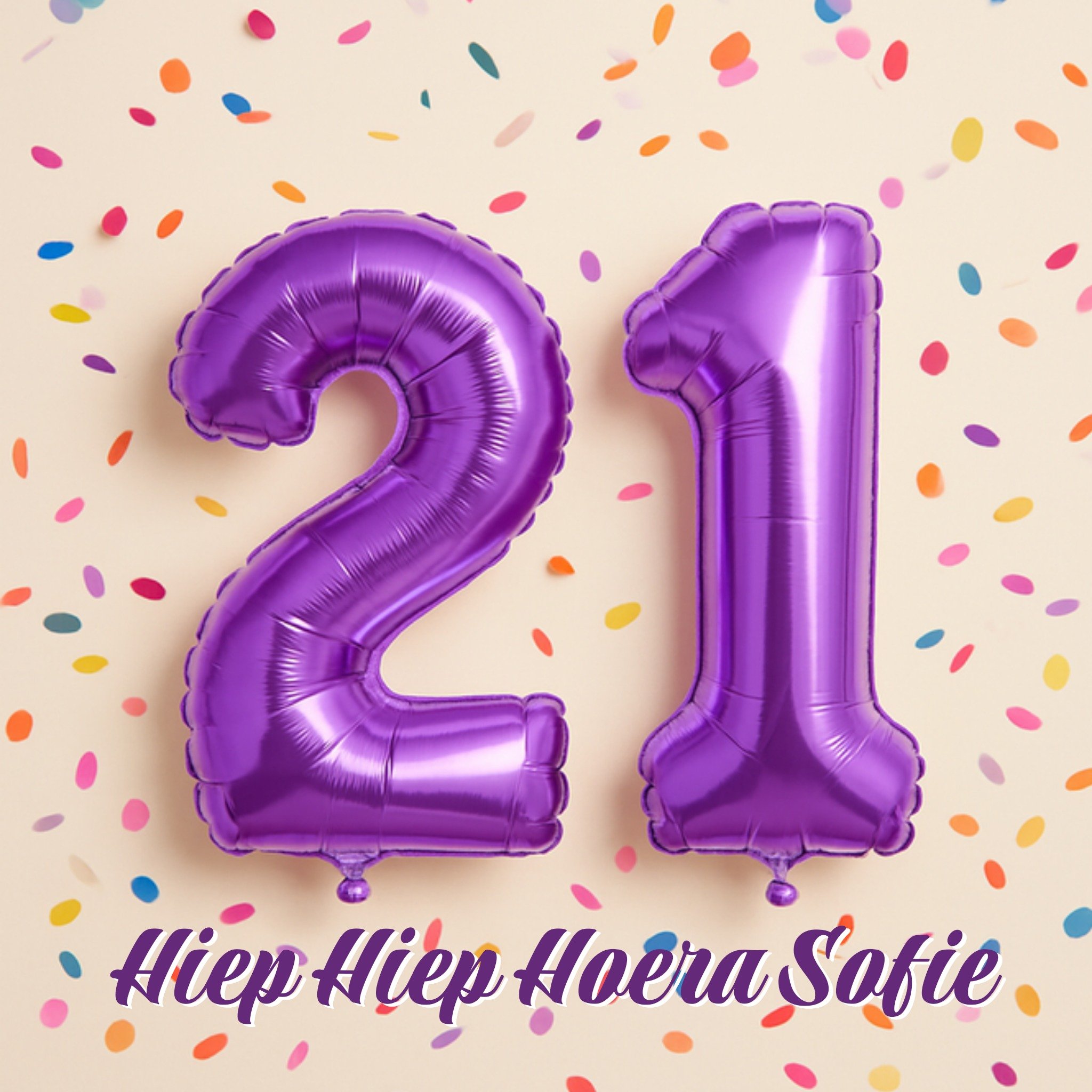 Greetz Verjaardagskaart 21 hiep hiep hoera Vierkant