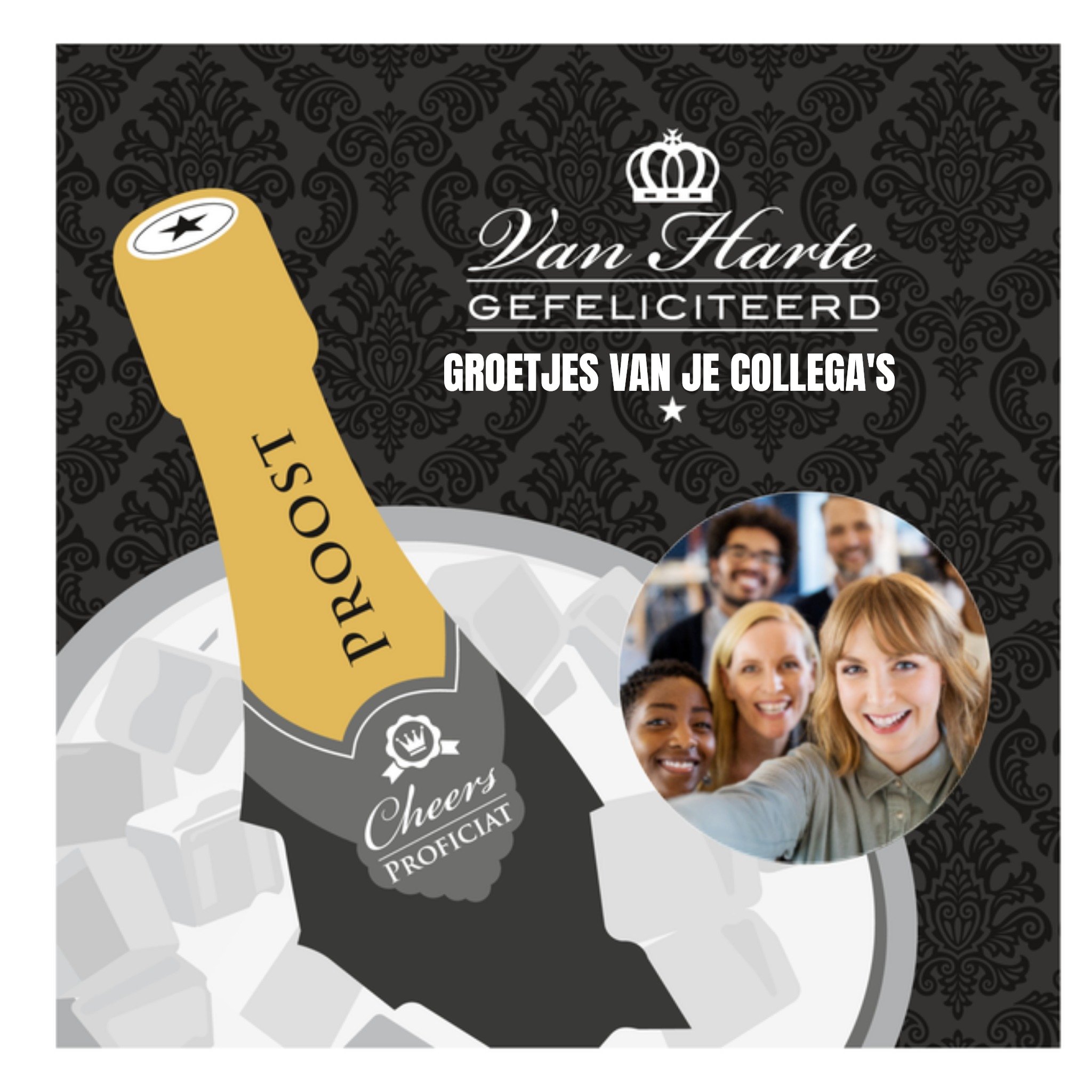 Verjaardag Champagne Foto Vierkante Kaart Paperclip