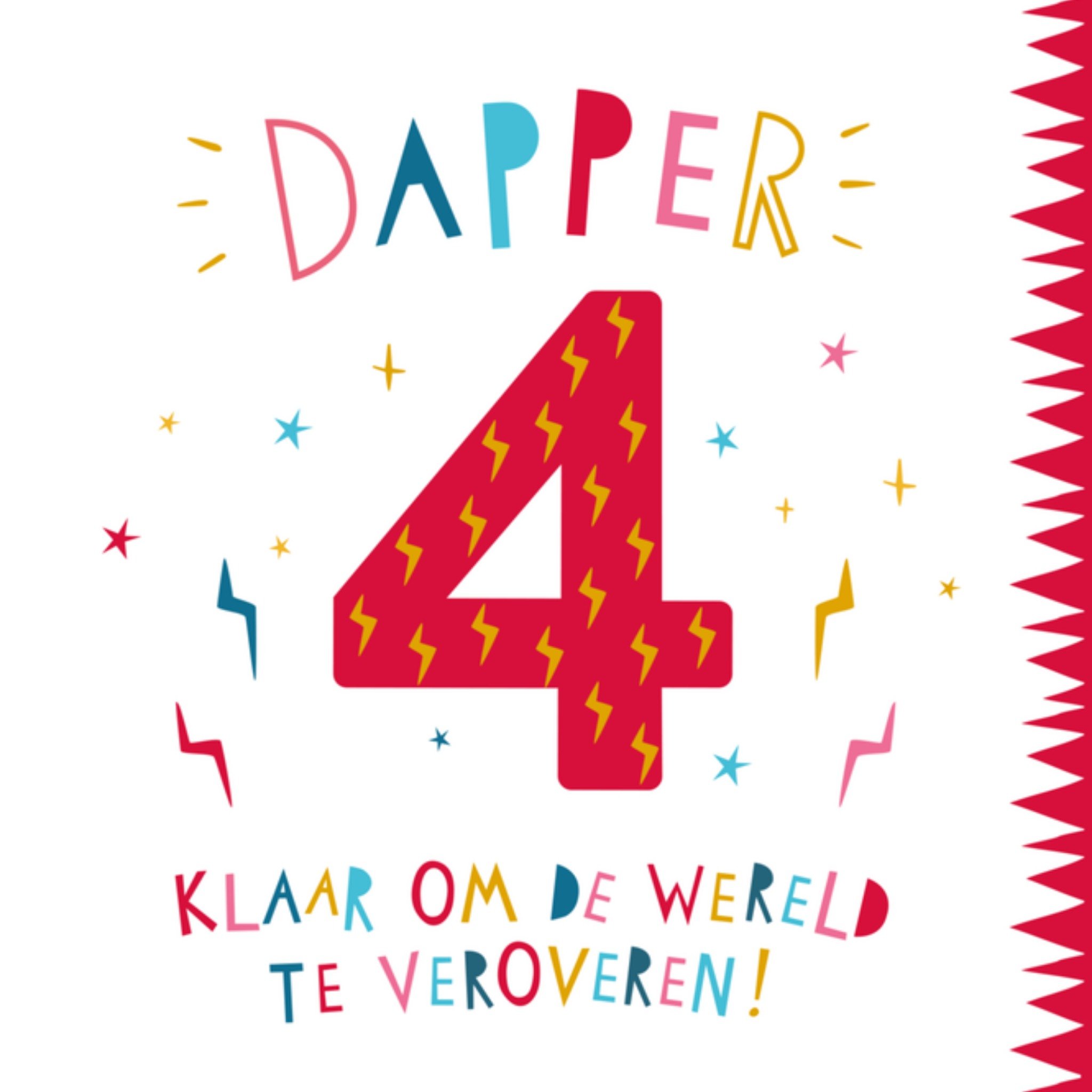 Verjaardagskaart 4 jaar Vierkante Kaart Dotty Black