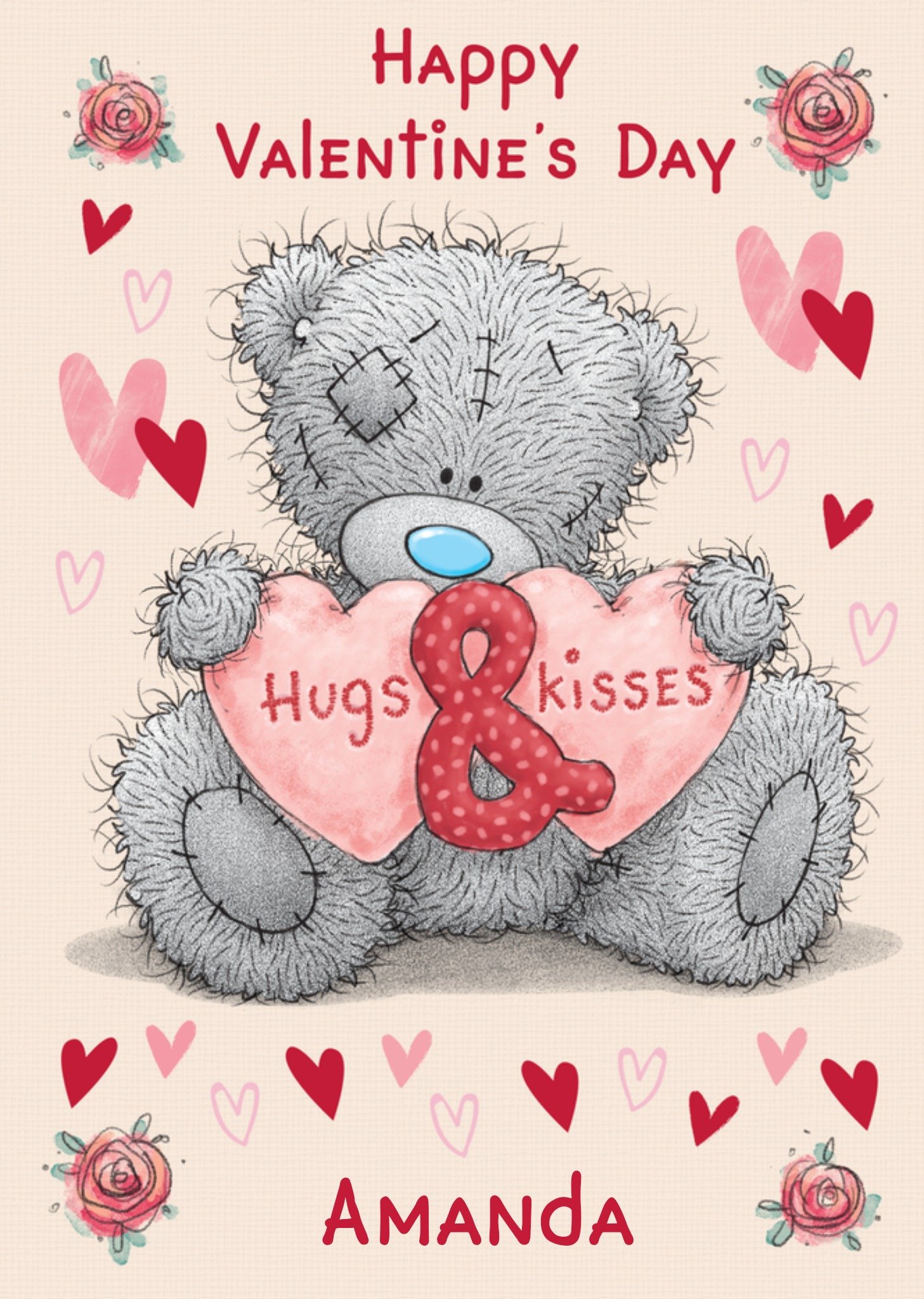 Valentijnskaart Hugs Kisses Met naam Kaart Me to You