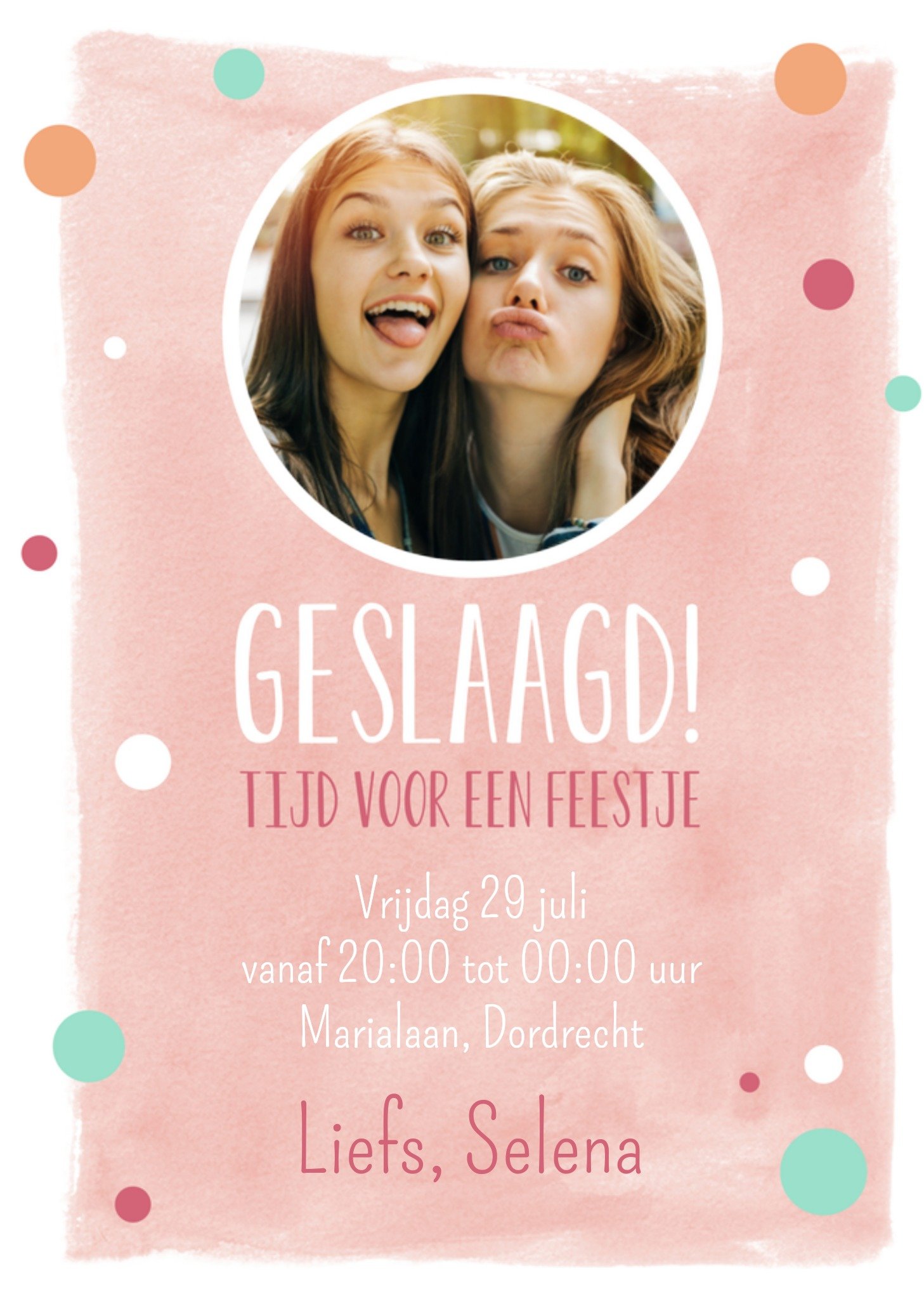 Examen Uitnodiging Roze Kaart Greetz