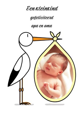 Geïllustreerde Ooievaar Foto Upload Opa En Oma Geboorte Kaart