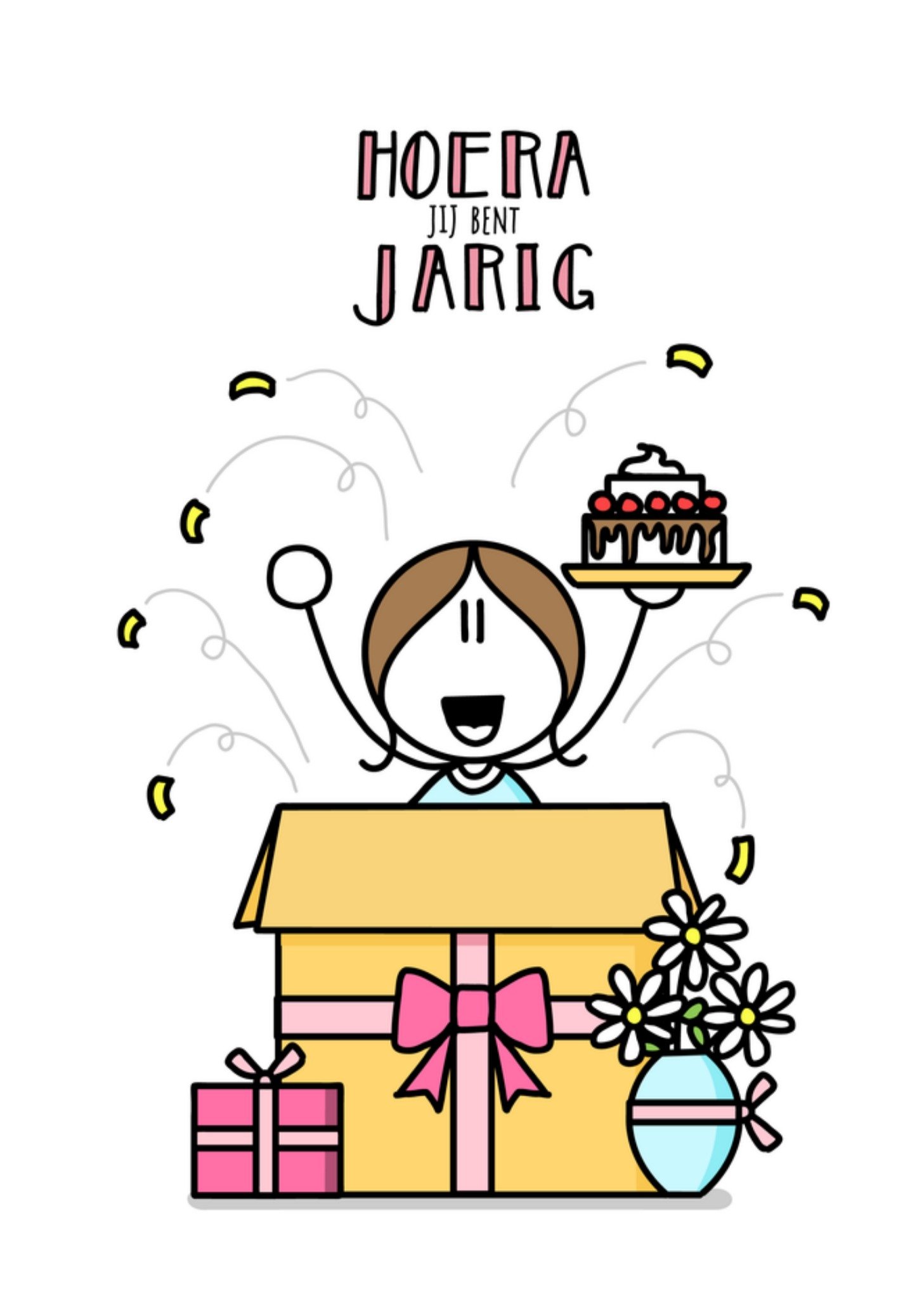 Verjaardagskaart Taart en cadeaus Kaart YH Tekent