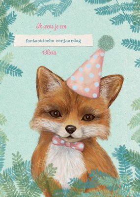 Ik Wens Je Een Fantastische Verjaardag Geïllustreerde Vos Kaart