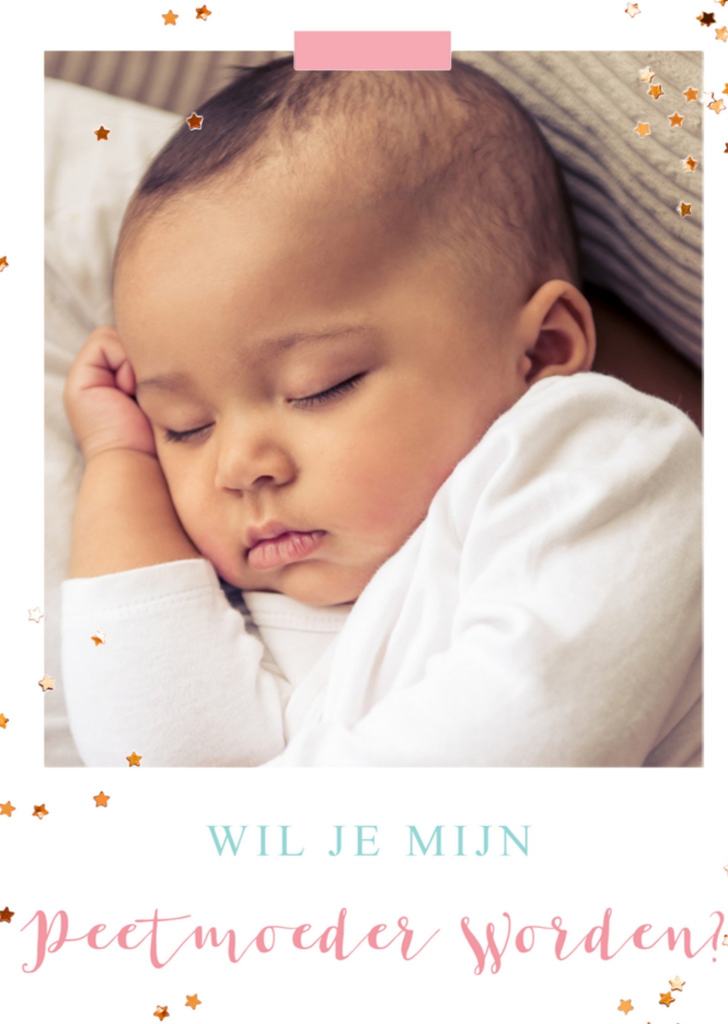 Geboortekaart fotokaart peetmoeder Greetz