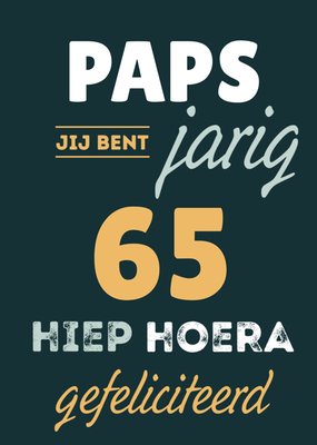 Grote Cijfers Typografisch Paps 65e Verjaardag Kaart