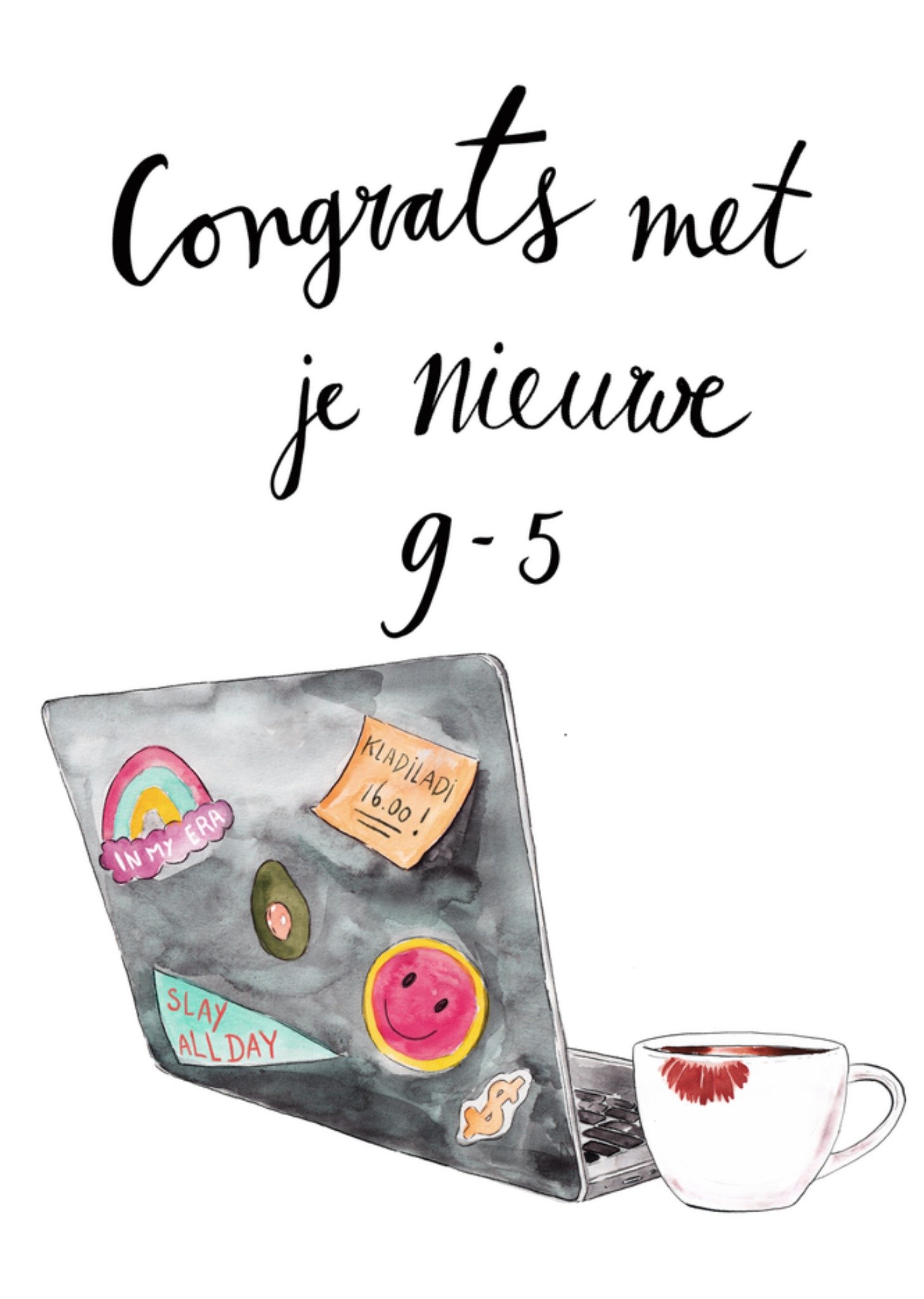 Marie Bodié Nieuwe baan kaart 9 tot 5 Kaart De Haarclip van Marie Claire