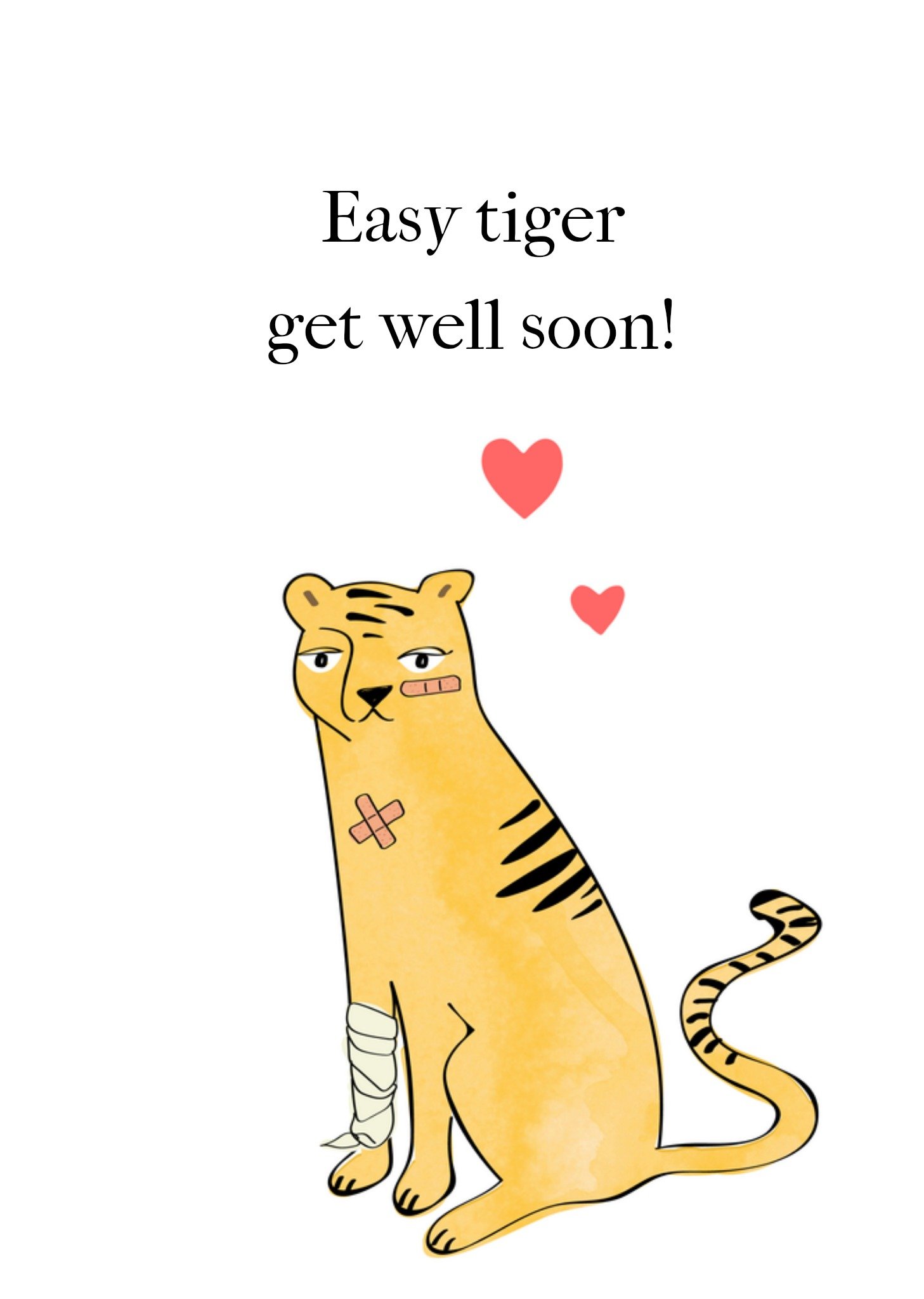 Beterschapskaart Easy tiger get well soon! Kaart Greetz