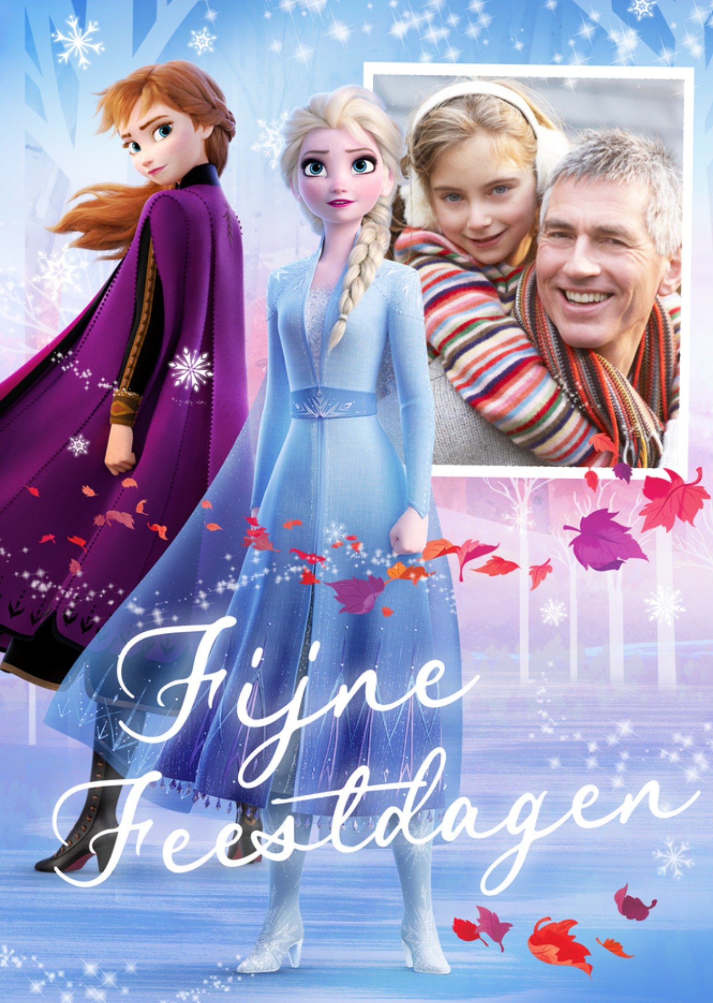 Kerstkaart Met foto Elsa en Anna Frozen