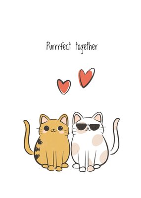 Purrrfect Together Geïllustreerde Katten Liefde Kaart