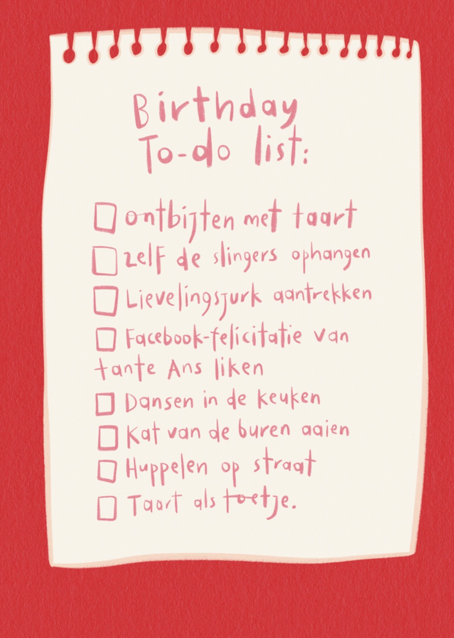 Verjaardagskaart Birthday To-Do List Kaart Julia Koopman