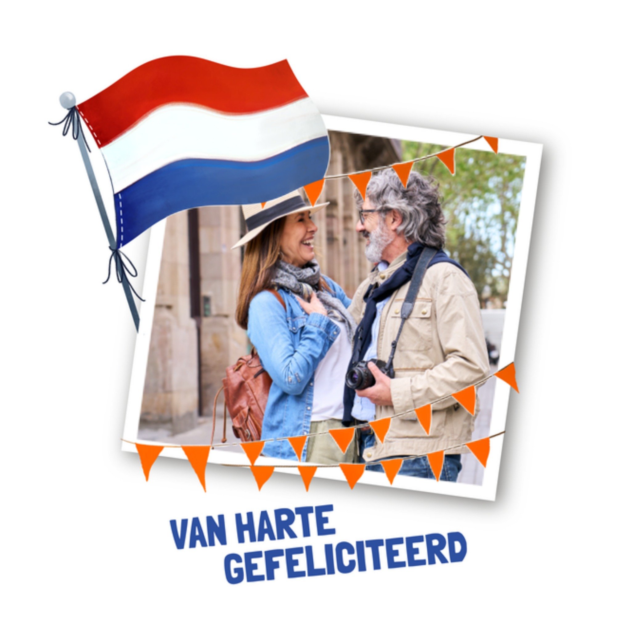 Greetz Verjaardagskaart Met foto Nederlandse vlag Vierkant