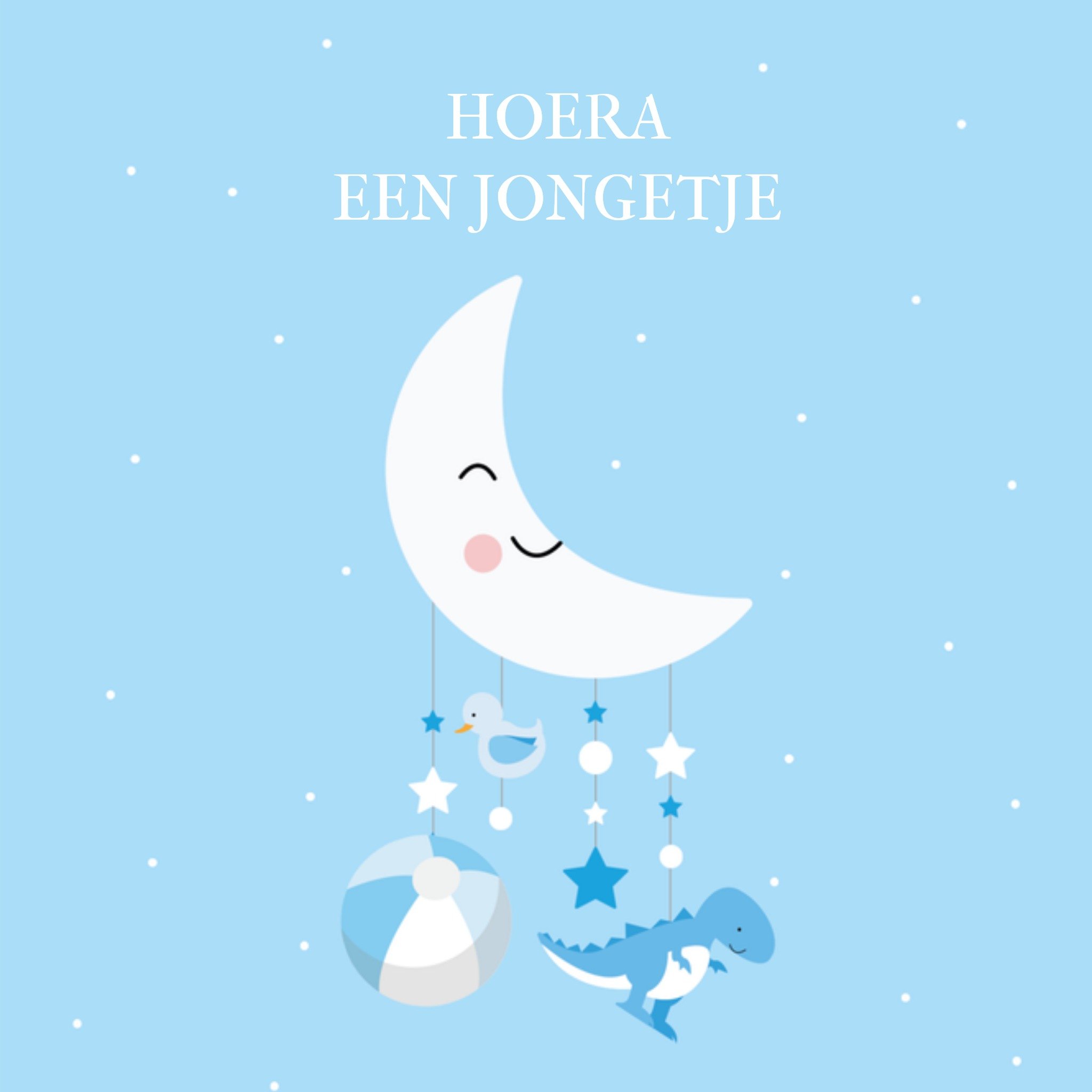 Geboortekaart Maan Jongen Vierkante Kaart Paperclip