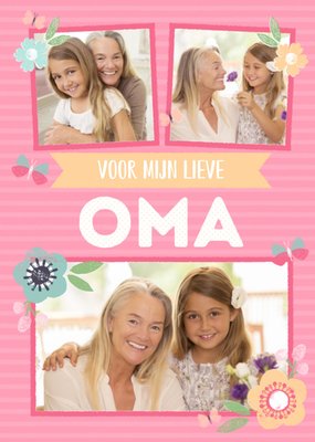 Voor Mijn Lieve Oma Bloemen Collage Kaart