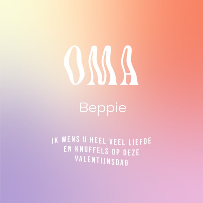 Greetz | Valentijnskaart | Golvende typografie | Oma