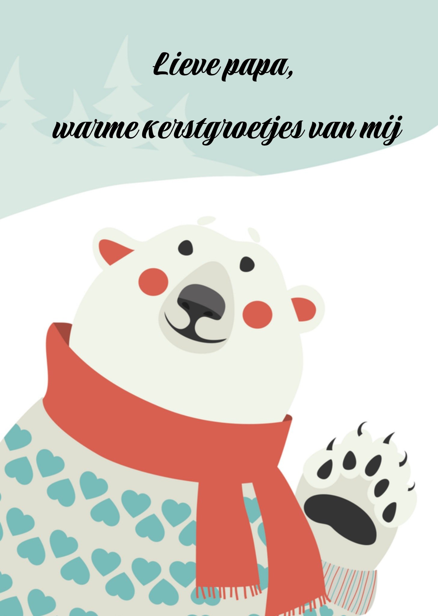 Kerstkaart Denken aan Ijsbeer Paperclip